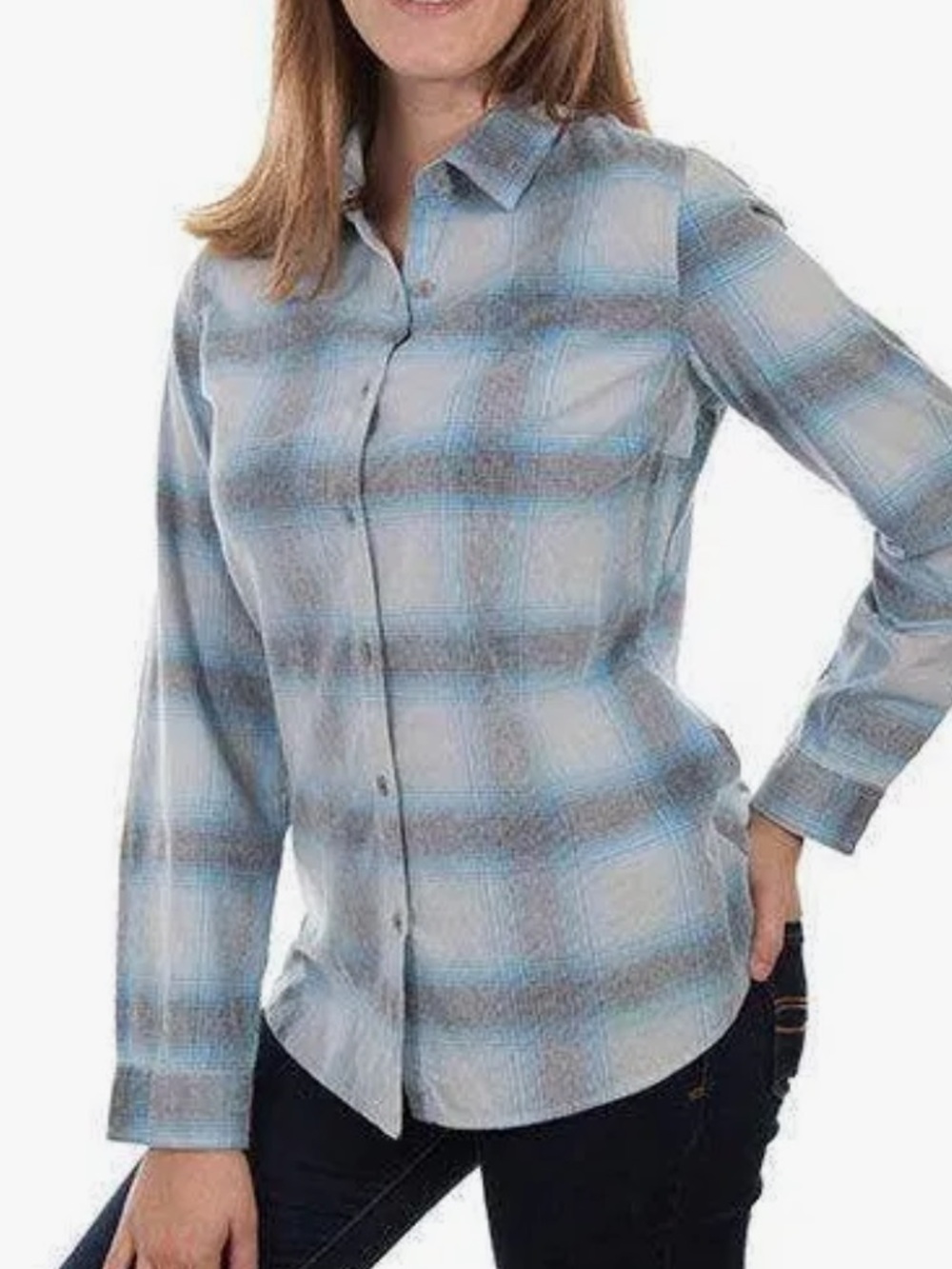 Scully Blue and Gray Corduroy Plaid Button-Down Shirt